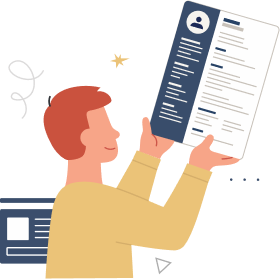 Dessin Dun Homme Examinant En Souriant Le CV Quil Tient Dans Ses Mains