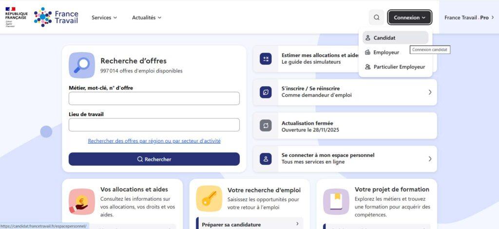connexion plateforme france travail